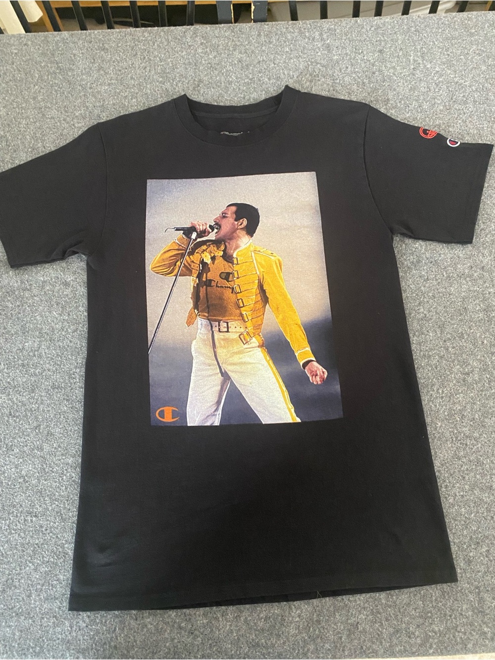 Queen Freddie Mercury Champion Black Graphic Short Sleeve Cotton Tee S Classic